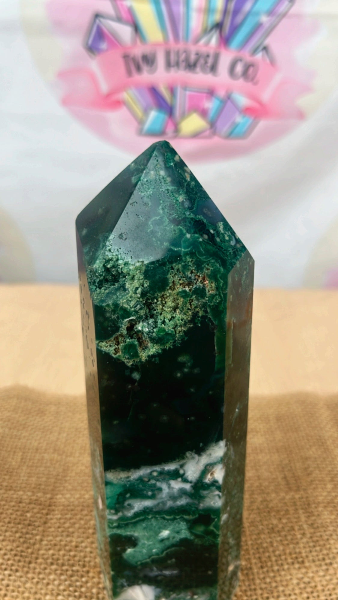 Moss Agate Tower Large