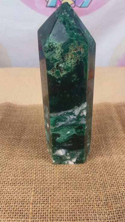 Moss Agate Tower Large